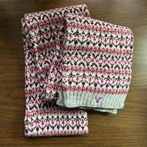 Y2K American Eagle Fair Isle Wool Blend Scarf Pink